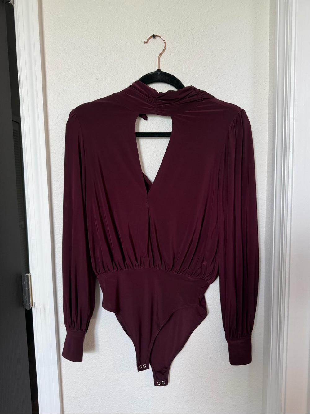 Forever 21 Burgundy Long-Sleeve Twist-Back Bodysuit